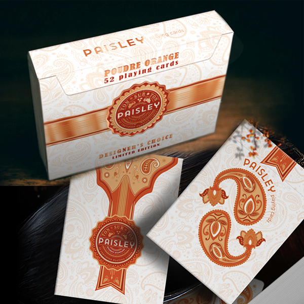 Paisley Ton sur Ton Poudre Orange Playing Cards